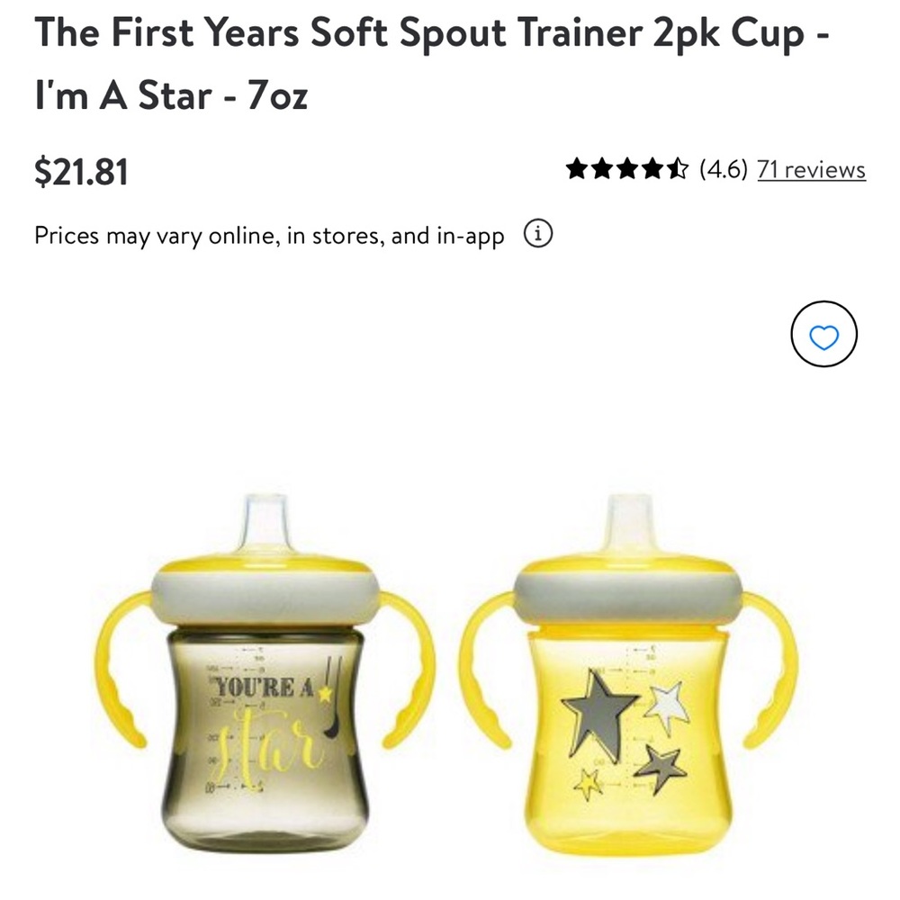 The First Years Soft Spout Trainer 2pk Cup - I'm A Star - 7oz